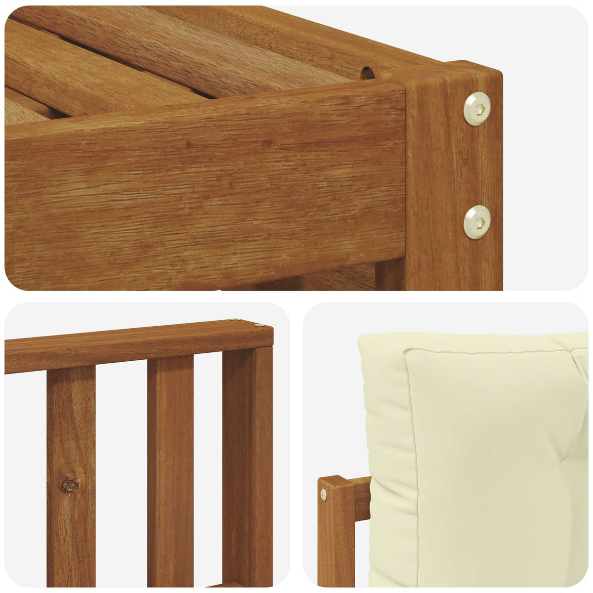 Setovi sofa 6 pcs Prirodna i krem Čvrsto drvo akacije
