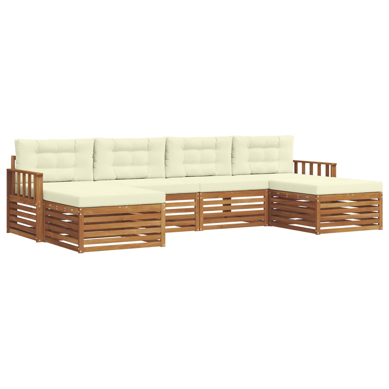 Setovi sofa 6 pcs Prirodna i krem Čvrsto drvo akacije