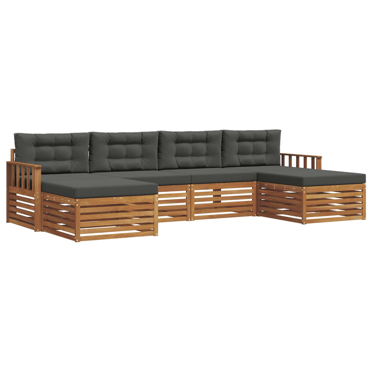 Setovi sofa 6 pcs Prirodna i antracit Čvrsto drvo akacije