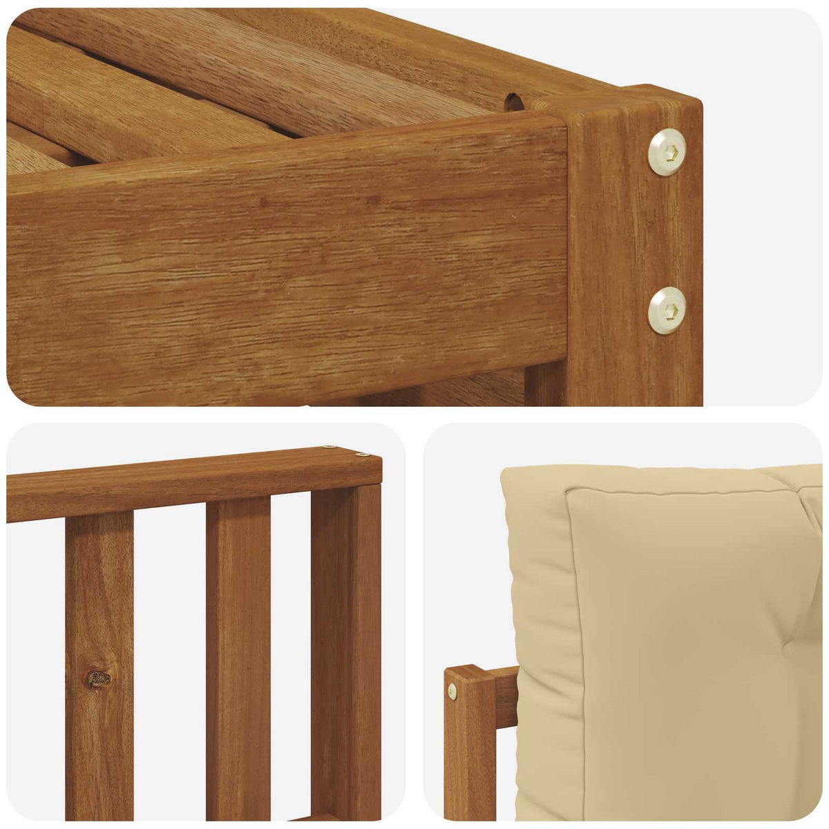 Setovi sofa s jastukom 6 pcs Prirodna i bež Čvrsto drvo akacije