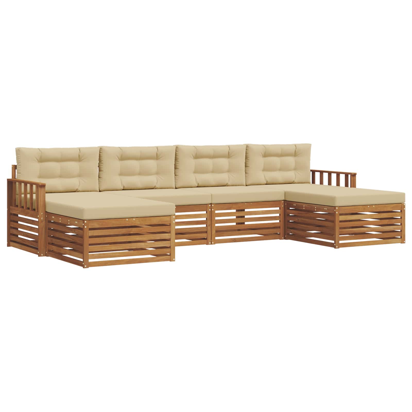Setovi sofa s jastukom 6 pcs Prirodna i bež Čvrsto drvo akacije