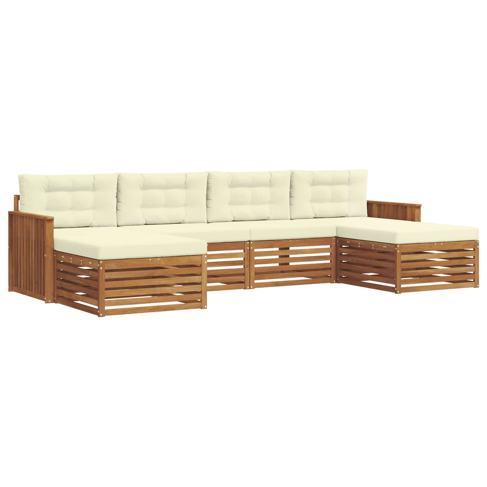 Setovi sofa 6 pcs Prirodna i krem Čvrsto drvo akacije