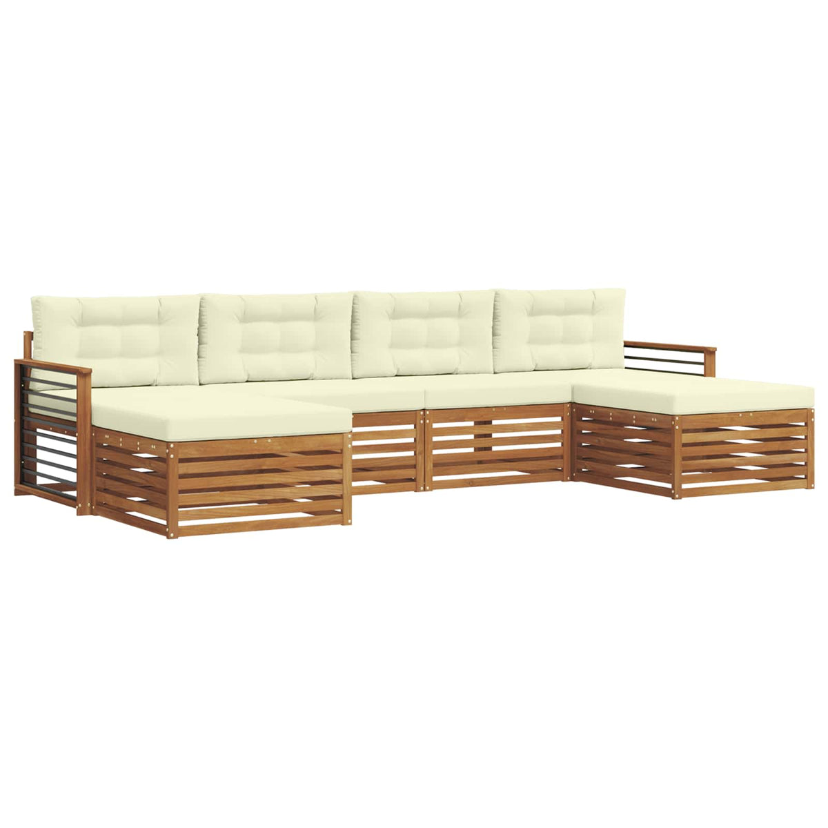 Setovi sofa 6 pcs Prirodna i krem Čvrsto drvo akacije