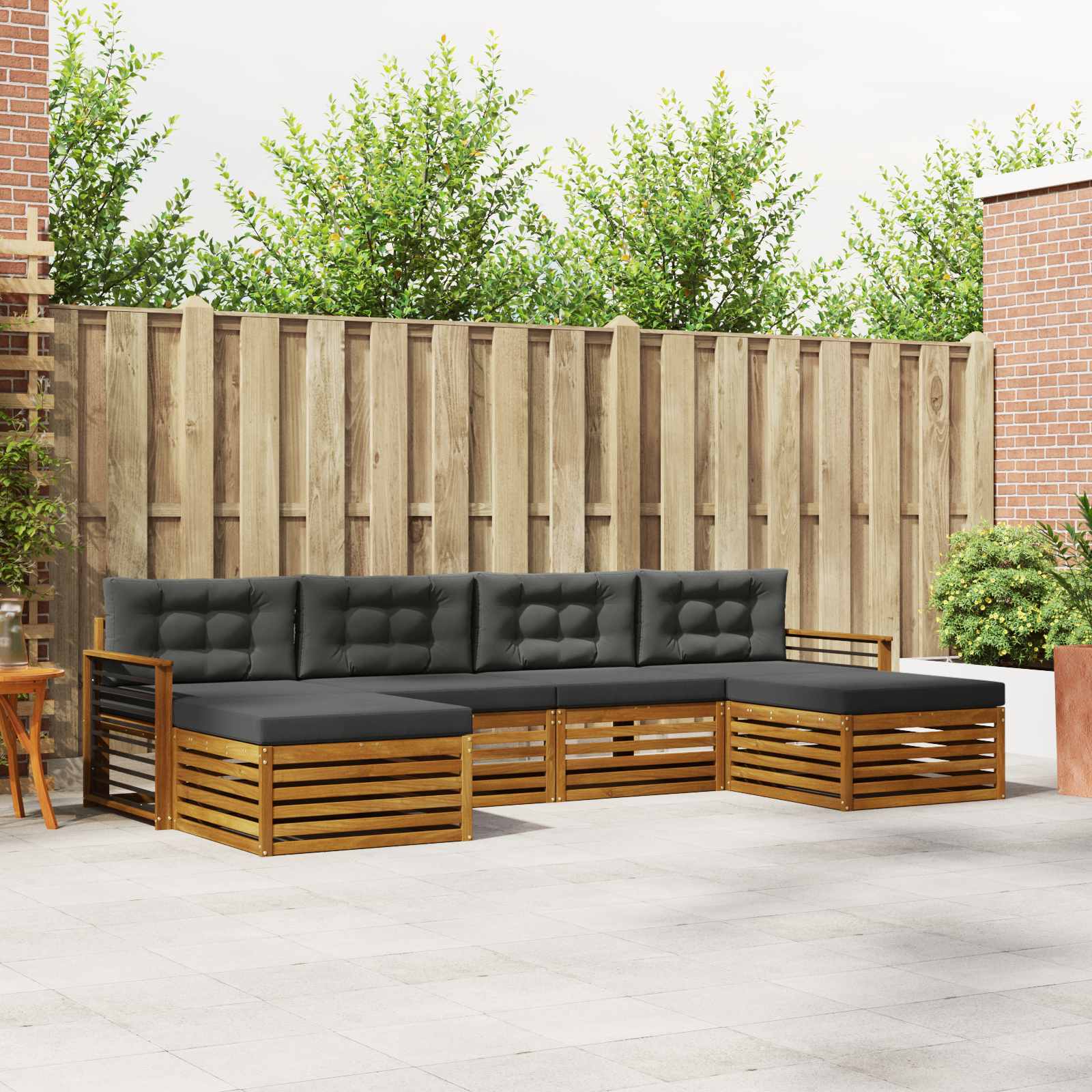 Setovi sofa 6 pcs Prirodna i antracit Čvrsto drvo akacije