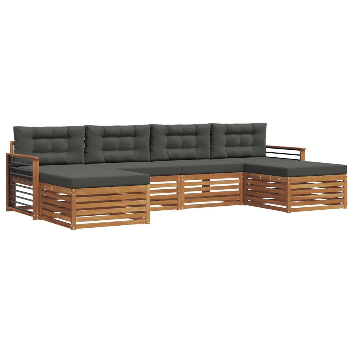Setovi sofa 6 pcs Prirodna i antracit Čvrsto drvo akacije