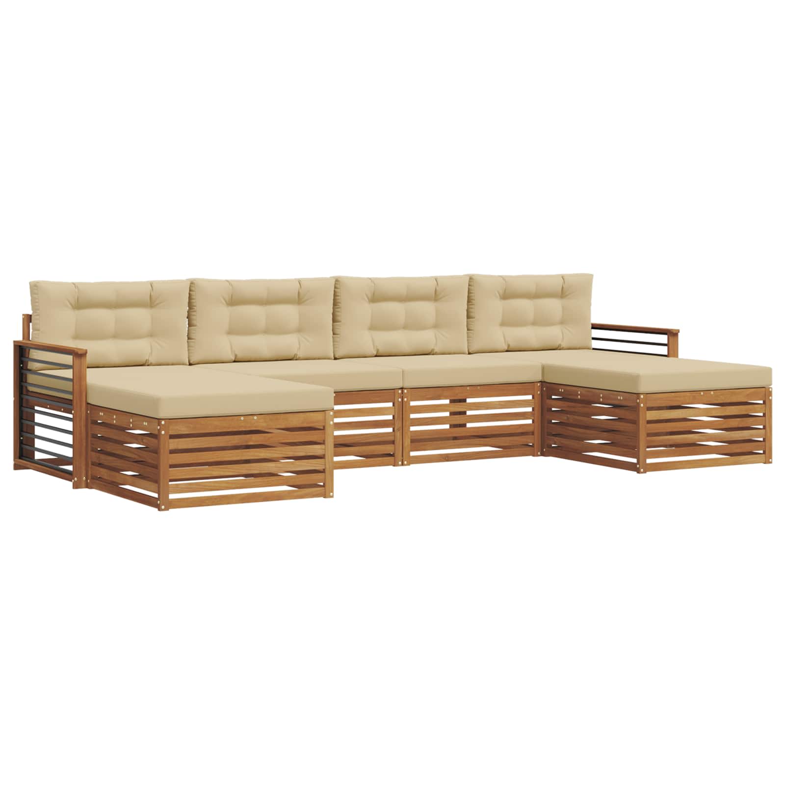 Setovi sofa s jastukom 6 pcs Prirodna i bež Čvrsto drvo akacije