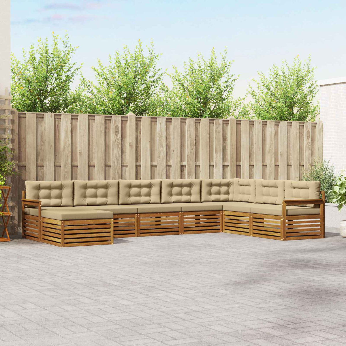 Set vanjskih sofa s jastukom 8 pcs Prirodna i bež