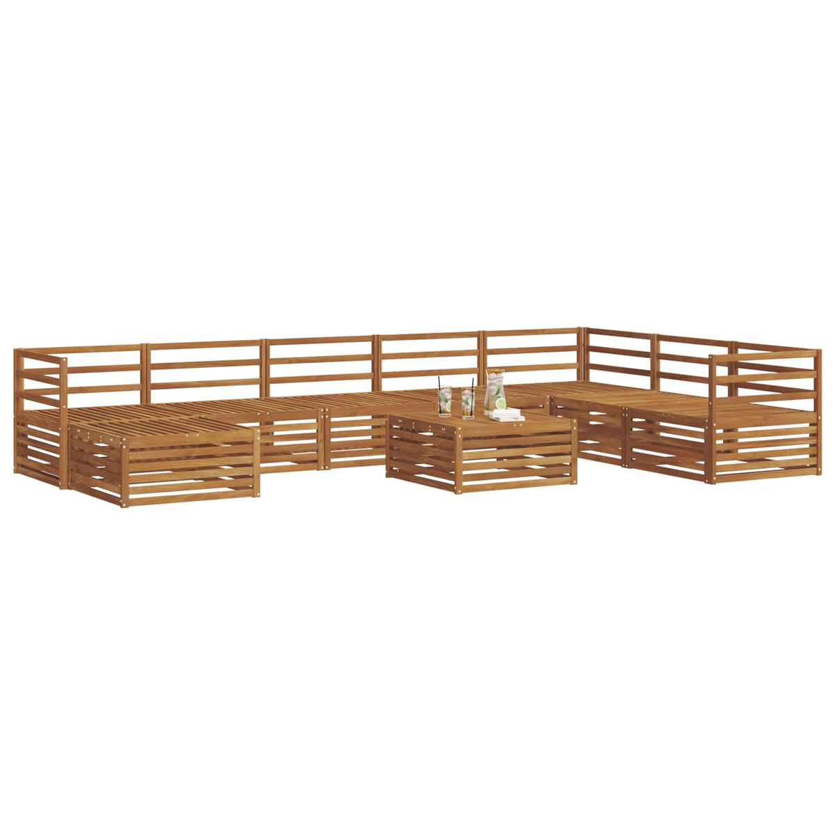 Set vanjskih sofa 9 kom. Prirodna Čvrsto drvo akacije 79 x 79 x 37 cm