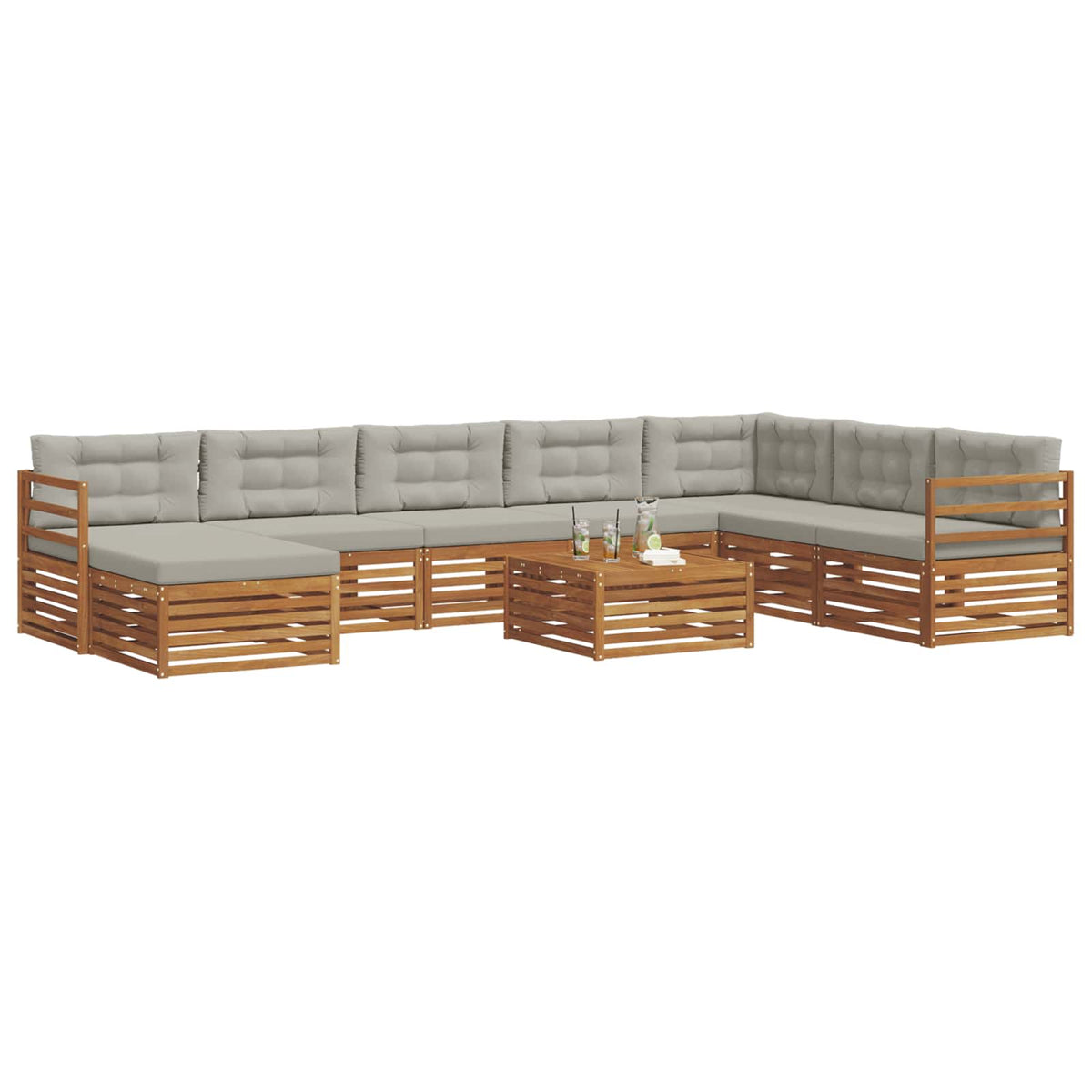 Set vanjskih sofa 9 kom. Prirodna i svijetlo siva