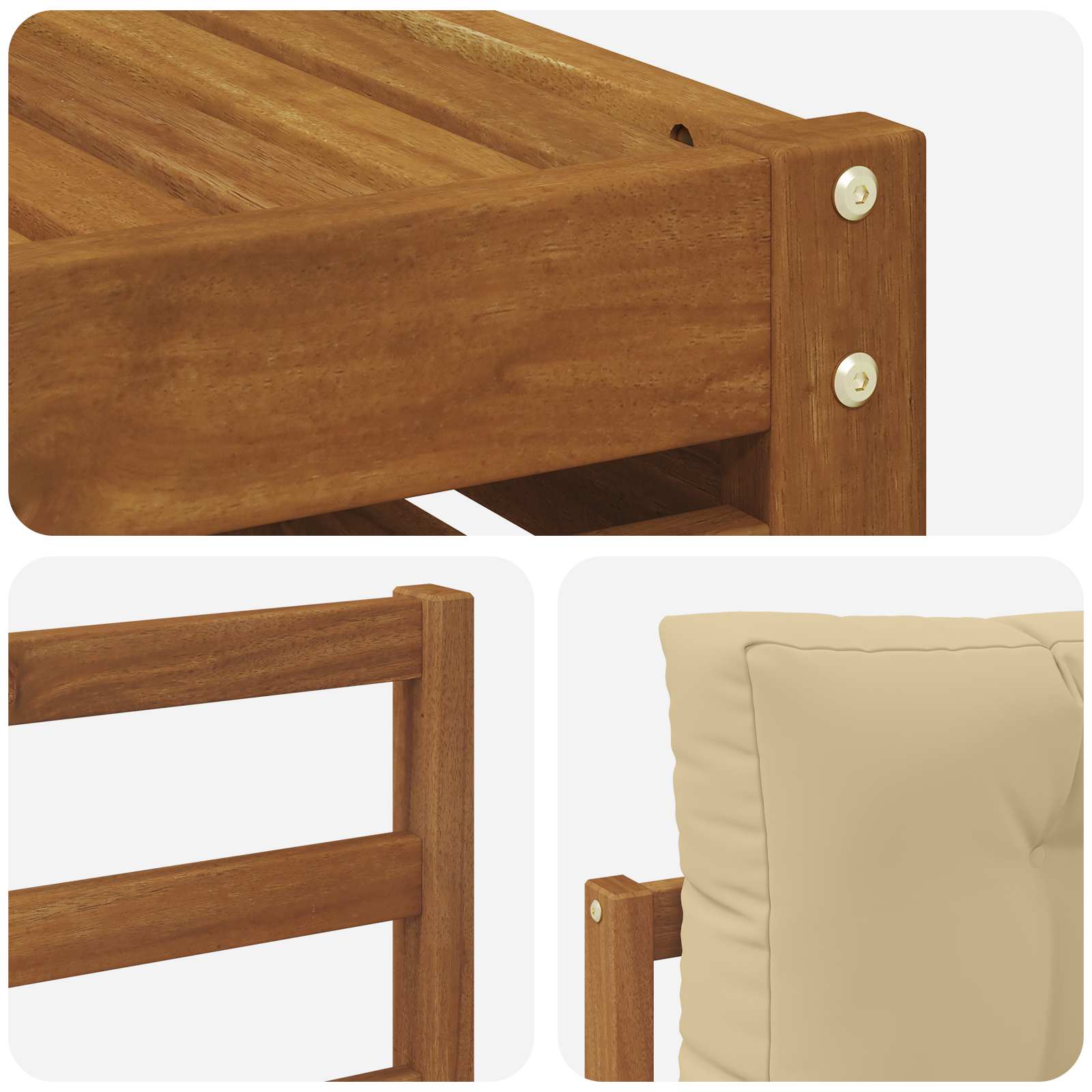 Set vanjskih sofa 9 pcs Prirodna i bež Čvrsto drvo akacije