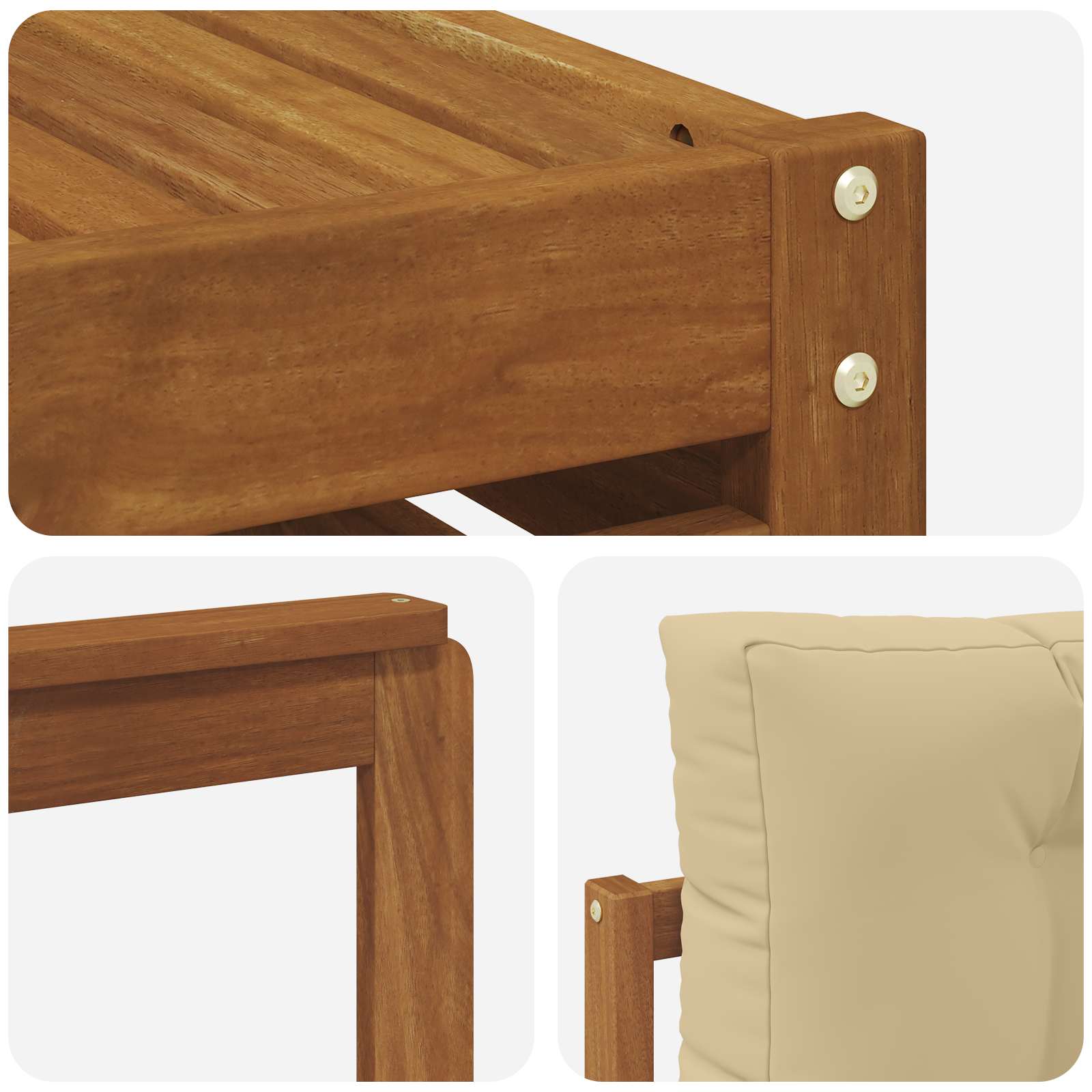 Set vanjskih sofa 9 pcs Prirodna i bež Čvrsto drvo akacije