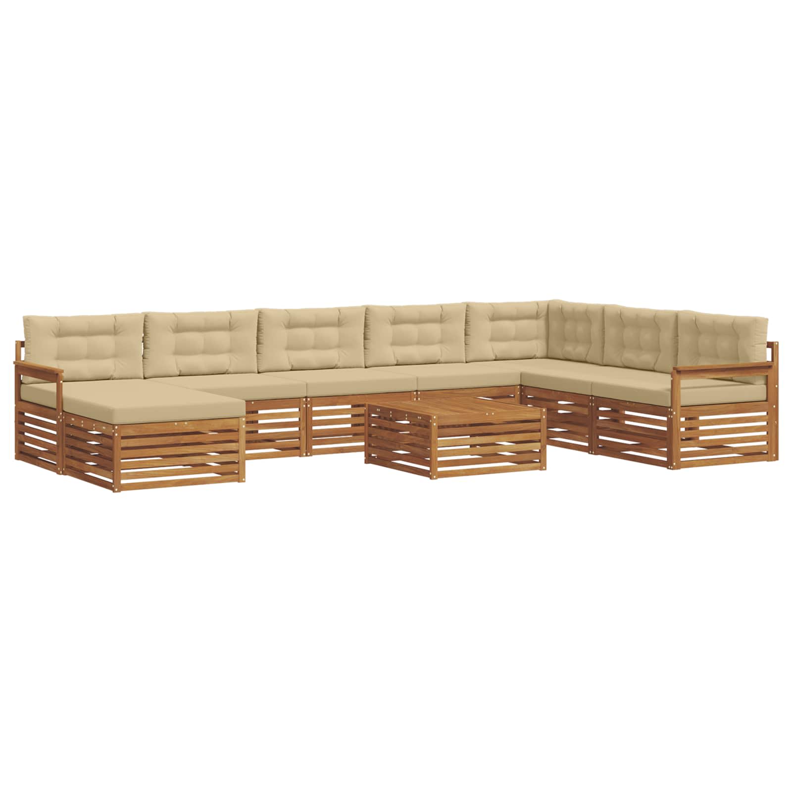 Set vanjskih sofa 9 pcs Prirodna i bež Čvrsto drvo akacije