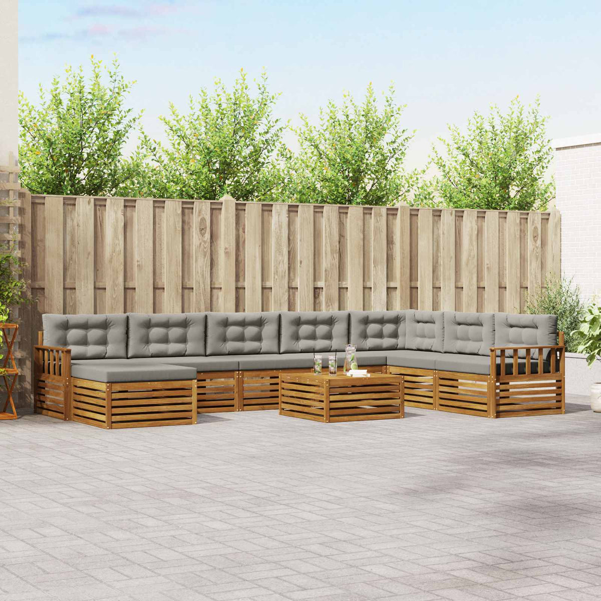 Set vanjskih sofa 9 kom. Prirodna i svijetlo siva