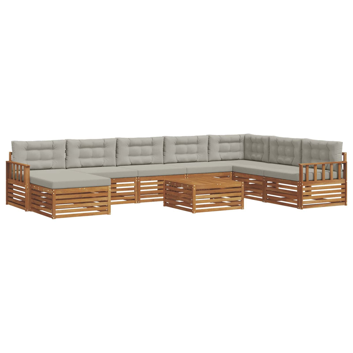 Set vanjskih sofa 9 kom. Prirodna i svijetlo siva