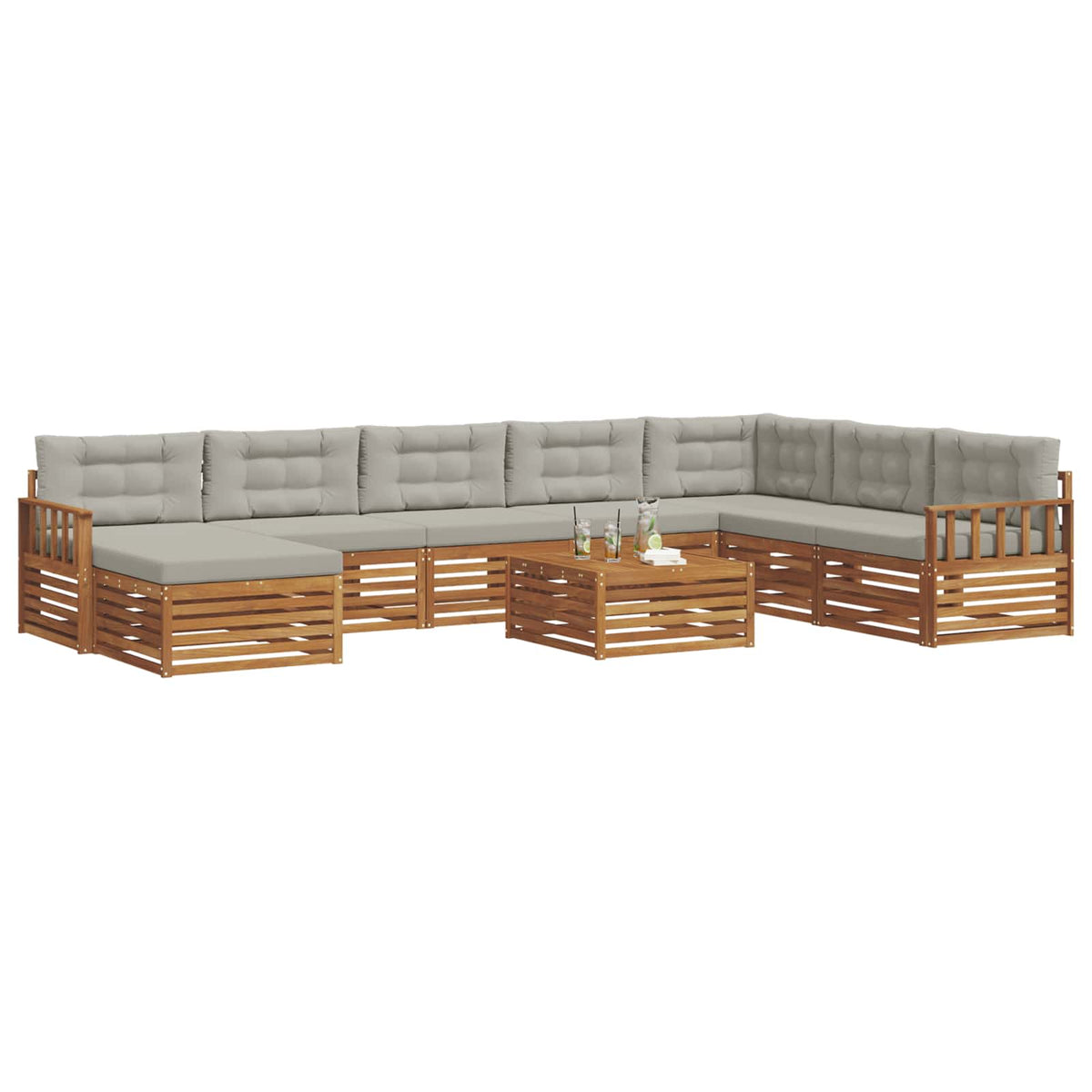 Set vanjskih sofa 9 kom. Prirodna i svijetlo siva