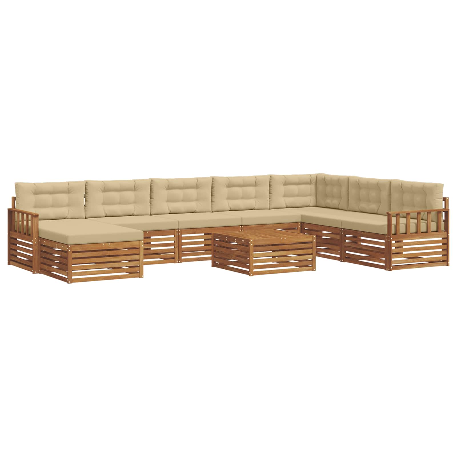 Set vanjskih sofa 9 pcs Prirodna i bež Čvrsto drvo akacije