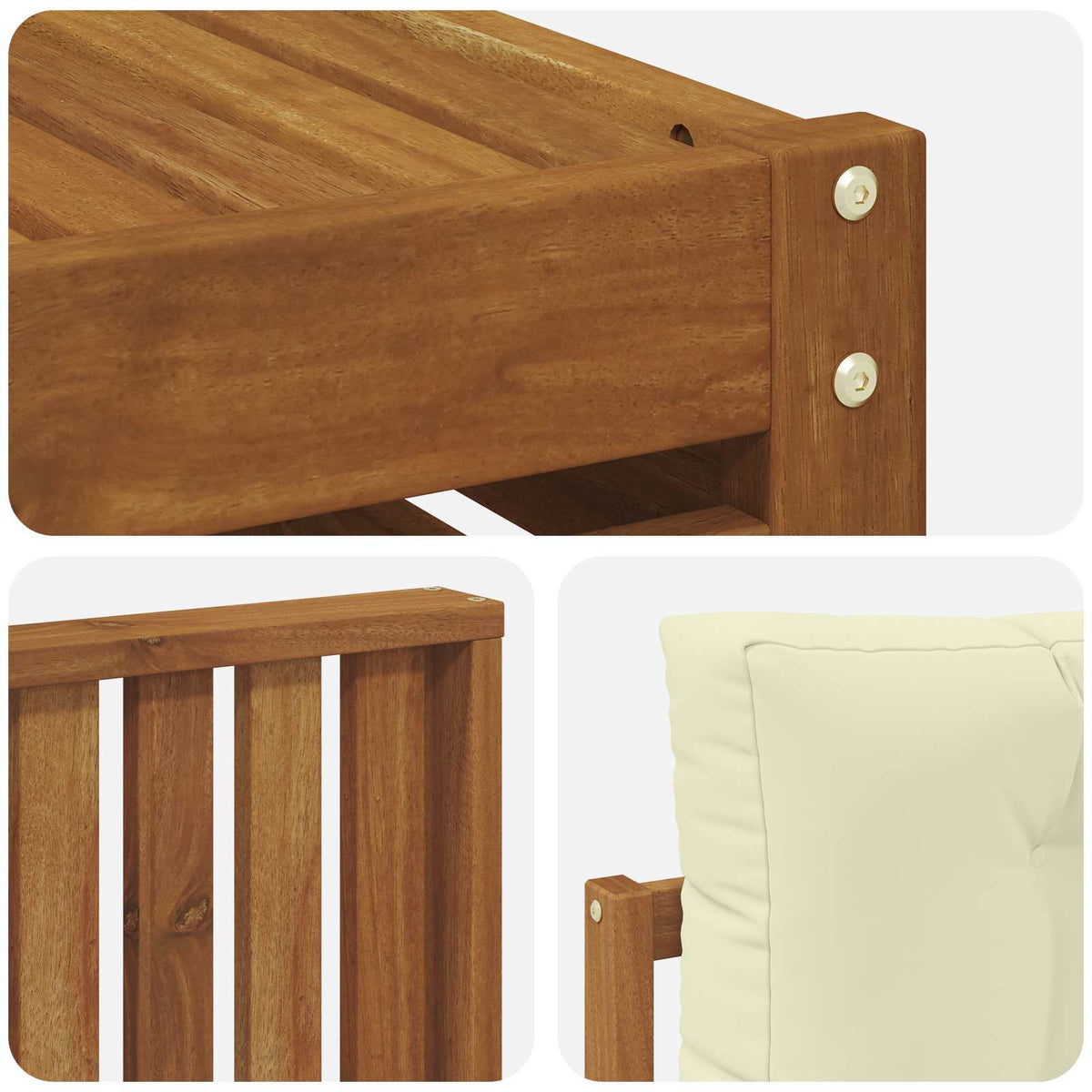 Set vanjskih sofa 9 kom. Prirodna i krem Čvrsto drvo akacije