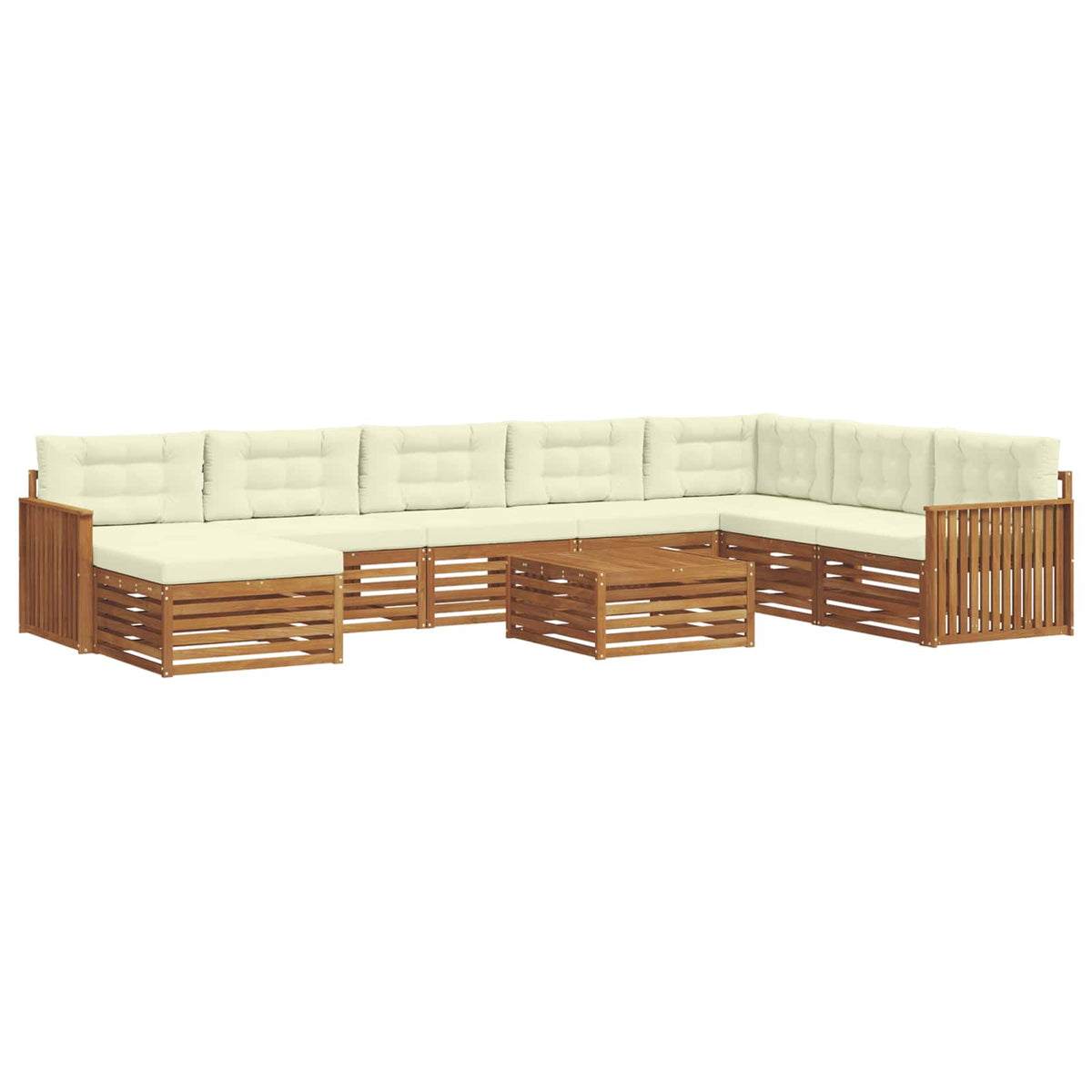 Set vanjskih sofa 9 kom. Prirodna i krem Čvrsto drvo akacije