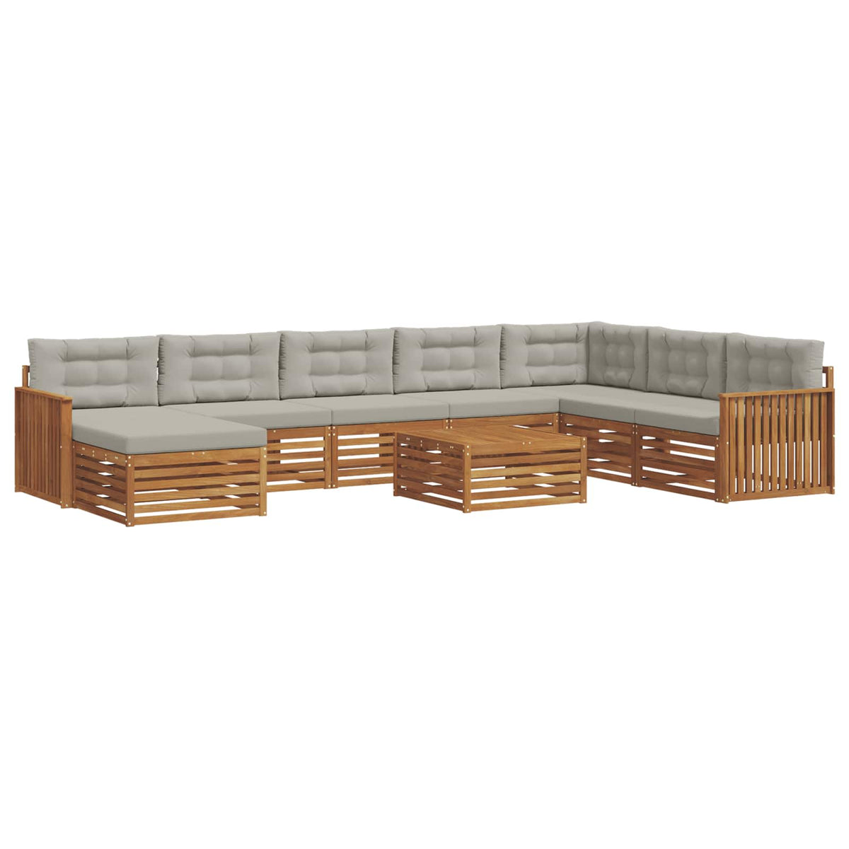 Set vanjskih sofa 9 kom. Prirodna i svijetlo siva