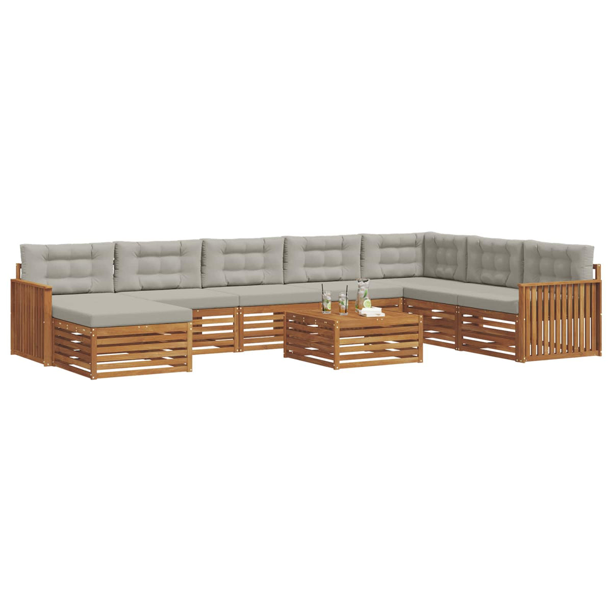Set vanjskih sofa 9 kom. Prirodna i svijetlo siva