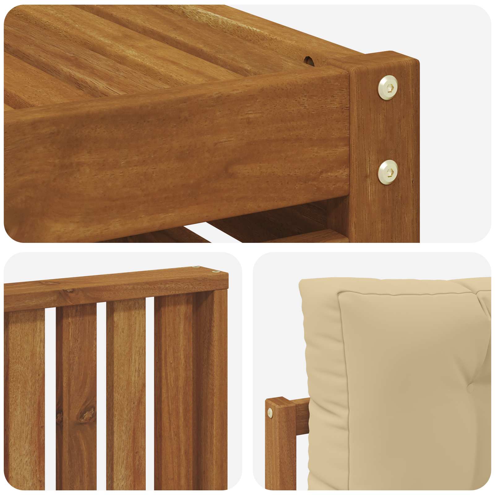 Set vanjskih sofa 9 pcs Prirodna i bež Čvrsto drvo akacije