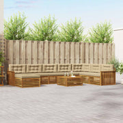 Set vanjskih sofa 9 kom. Prirodna i bež Čvrsto drvo akacije