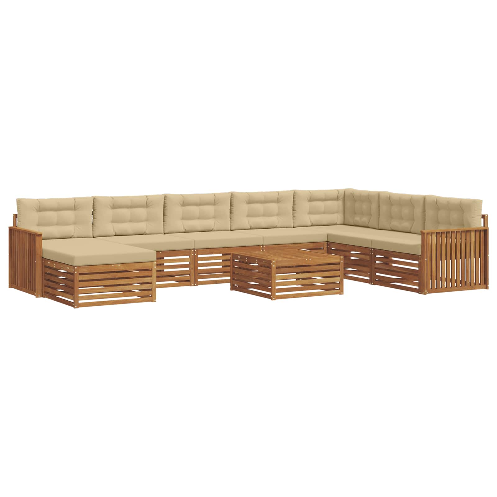 Set vanjskih sofa 9 pcs Prirodna i bež Čvrsto drvo akacije