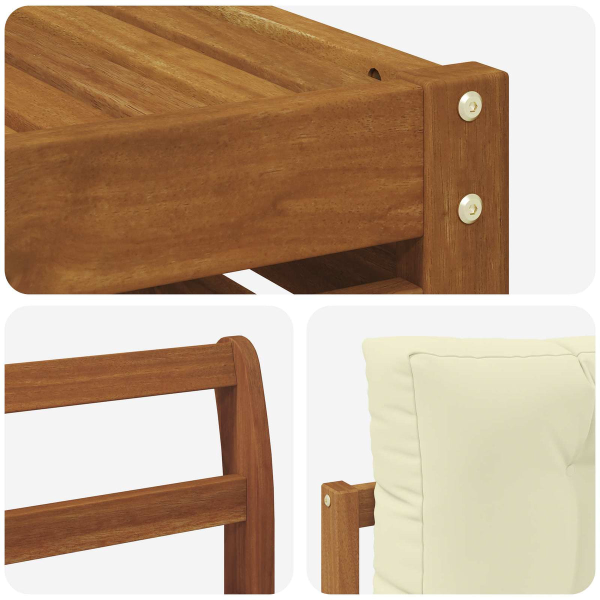 Set vanjskih sofa 9 kom. Prirodna i krem Čvrsto drvo akacije