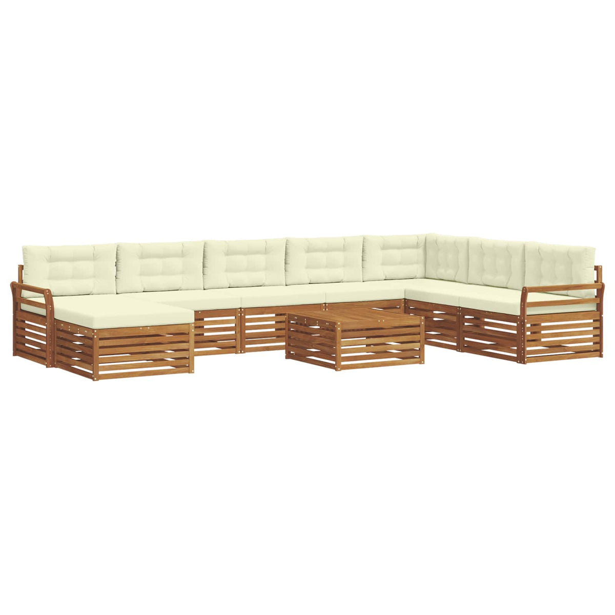 Set vanjskih sofa 9 kom. Prirodna i krem Čvrsto drvo akacije