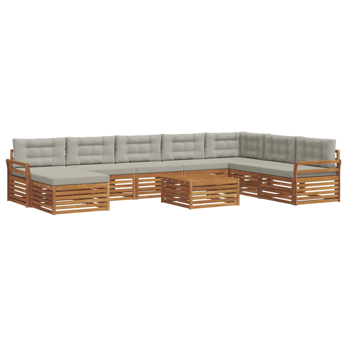Set vanjskih sofa 9 kom. Prirodna i svijetlo siva