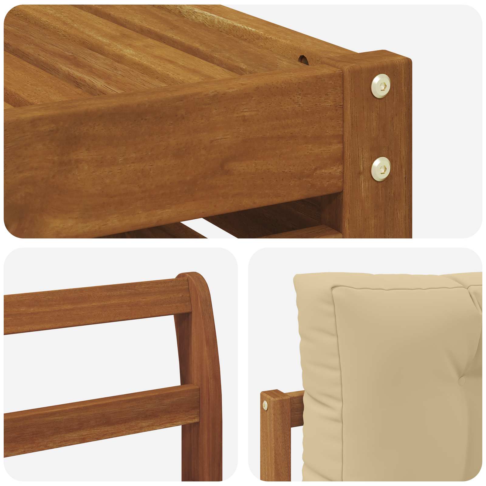 Set vanjskih sofa 9 pcs Prirodna i bež Čvrsto drvo akacije