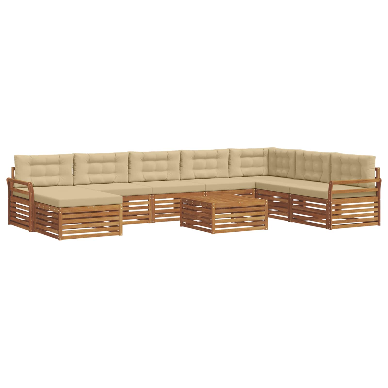 Set vanjskih sofa 9 pcs Prirodna i bež Čvrsto drvo akacije
