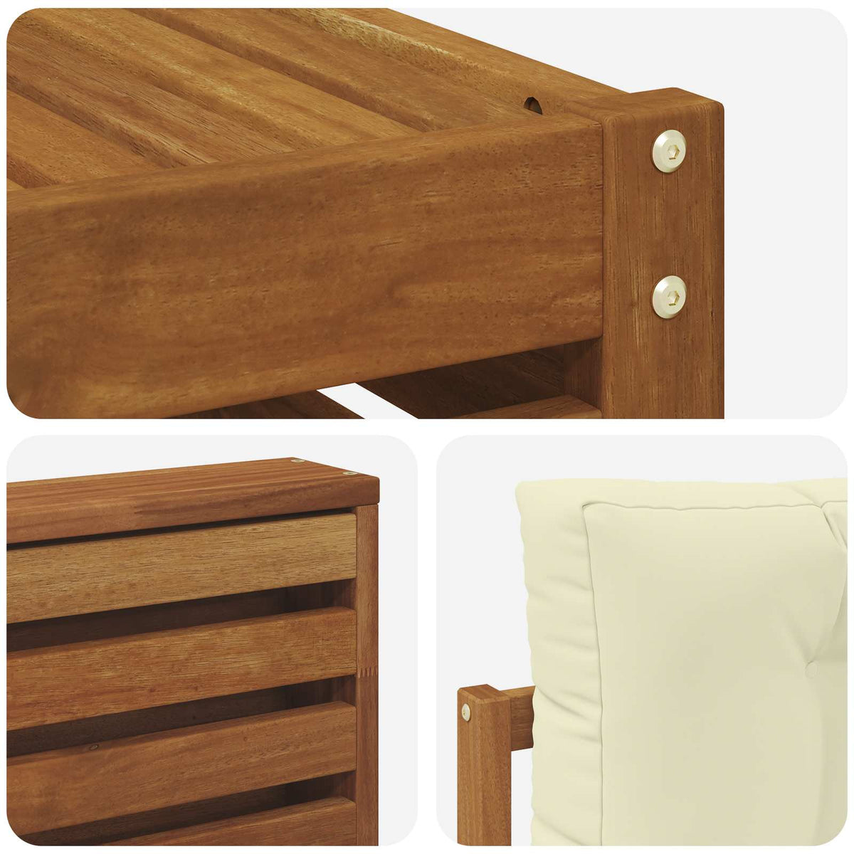 Set vanjskih sofa 9 kom. Prirodna i krem Čvrsto drvo akacije