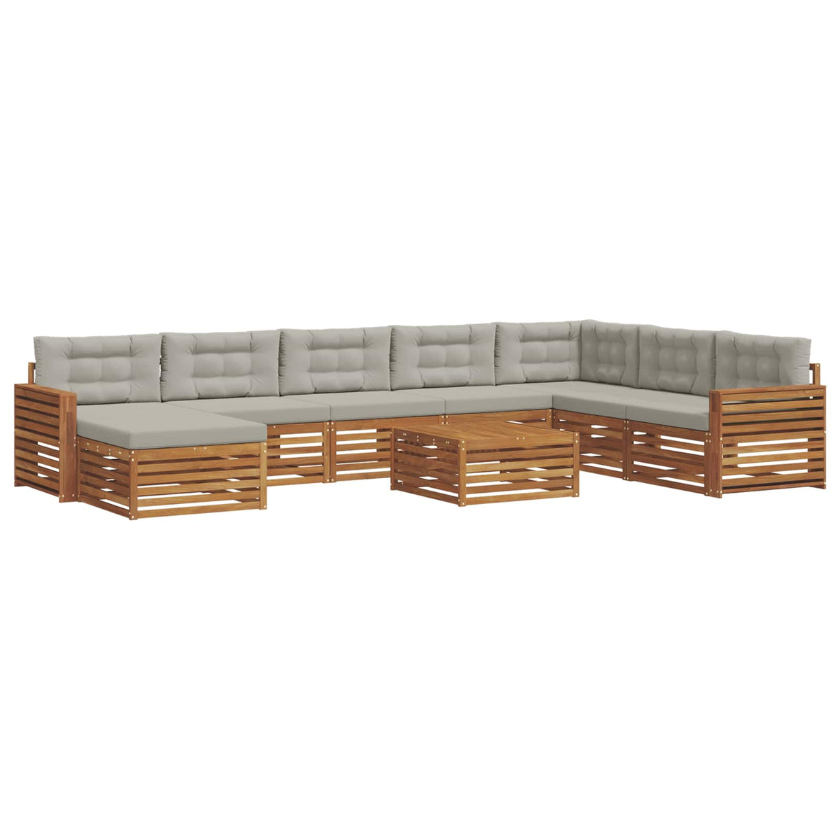 Set vanjskih sofa 9 kom. Prirodna i svijetlo siva