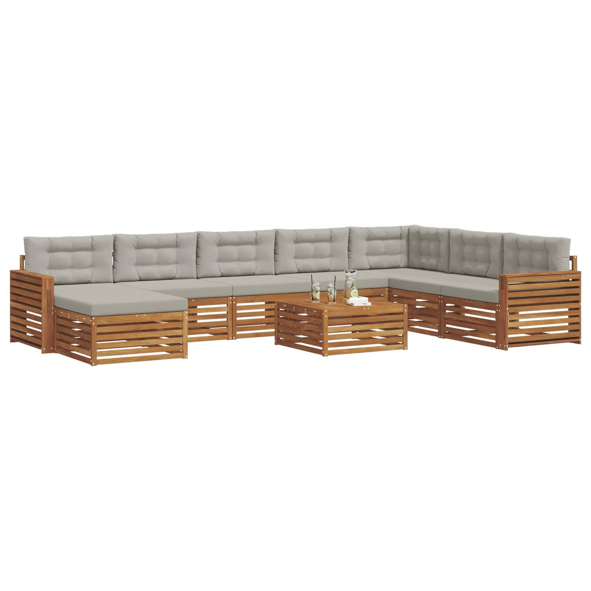 Set vanjskih sofa 9 kom. Prirodna i svijetlo siva