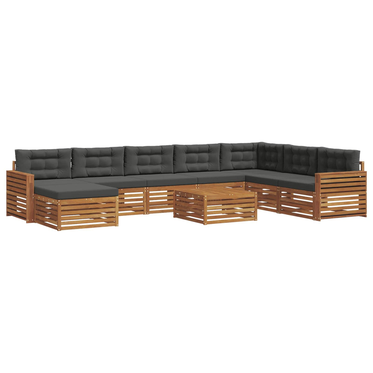 Set vanjskih sofa 9 kom. Prirodna i antracit