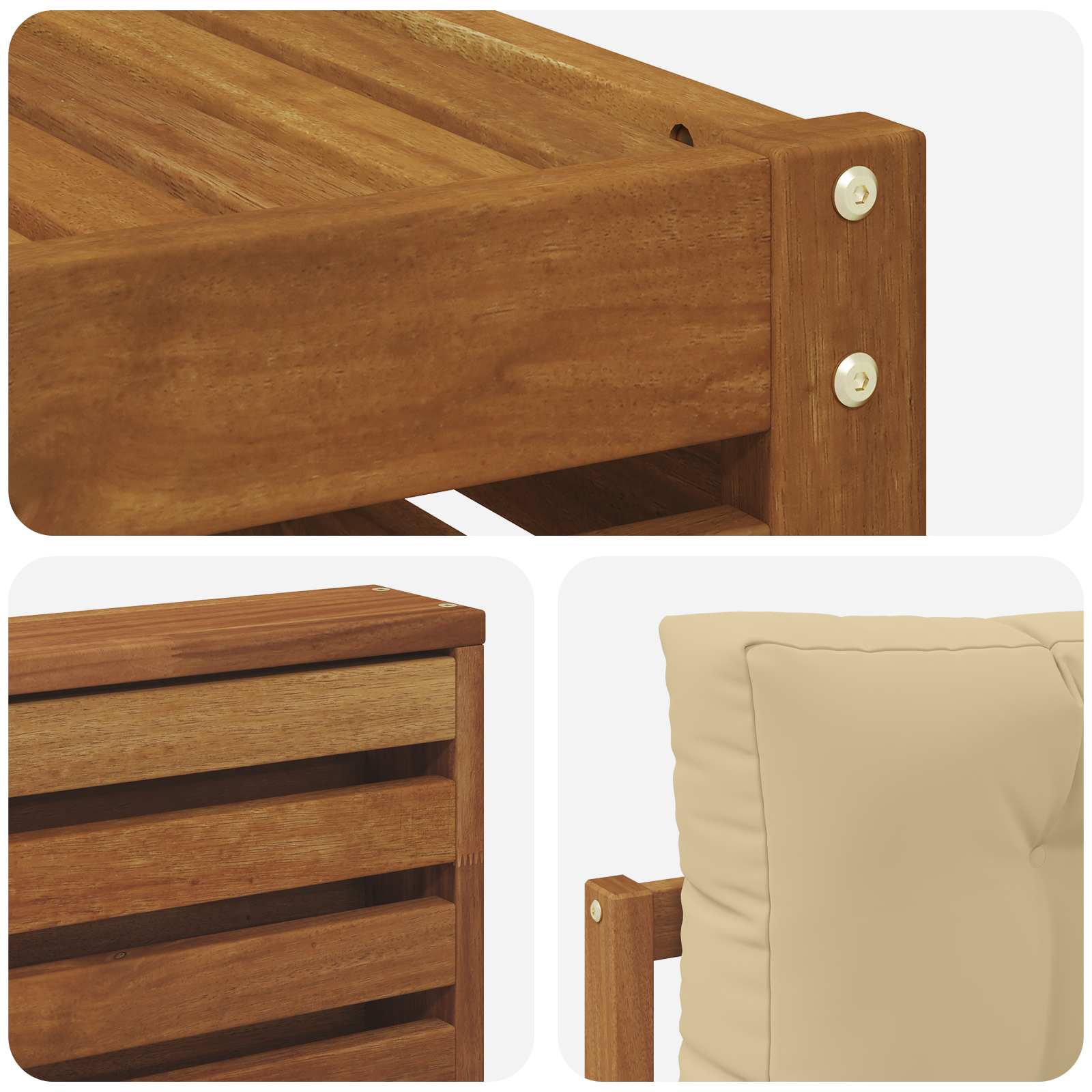 Set vanjskih sofa 9 pcs Prirodna i bež Čvrsto drvo akacije