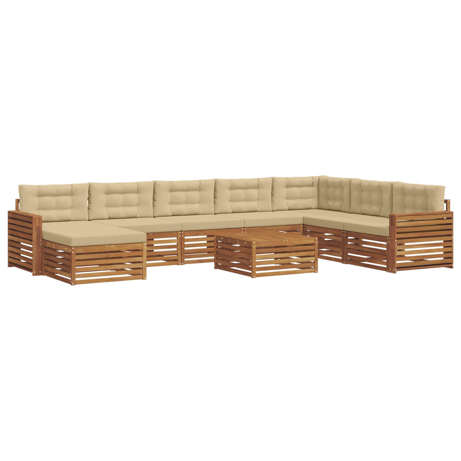Set vanjskih sofa 9 pcs Prirodna i bež Čvrsto drvo akacije