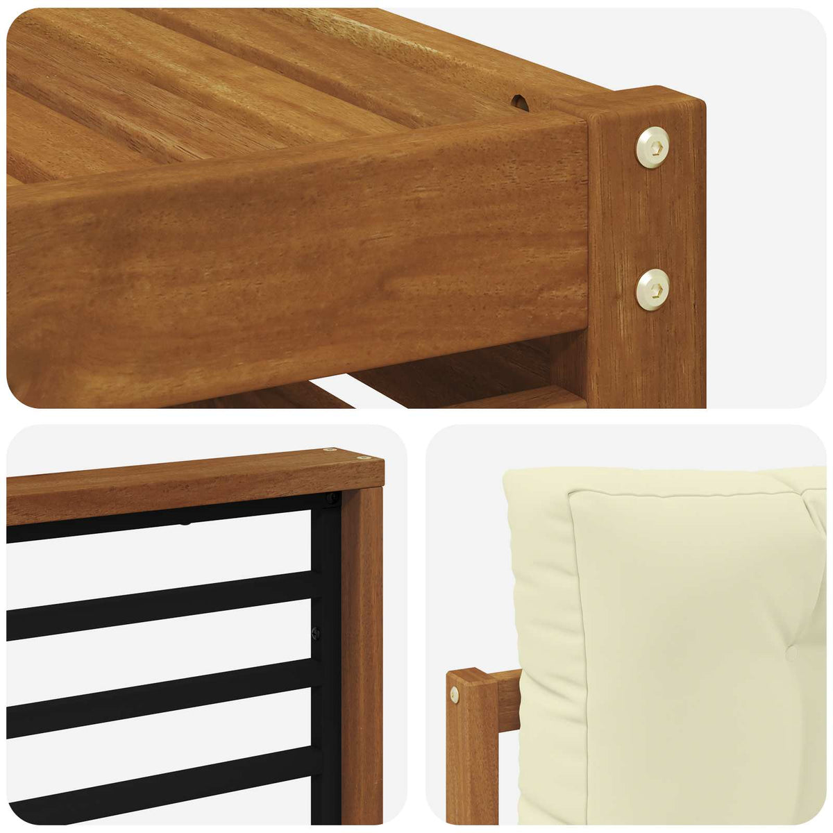 Set vanjskih sofa 9 kom. Prirodna i krem Čvrsto drvo akacije