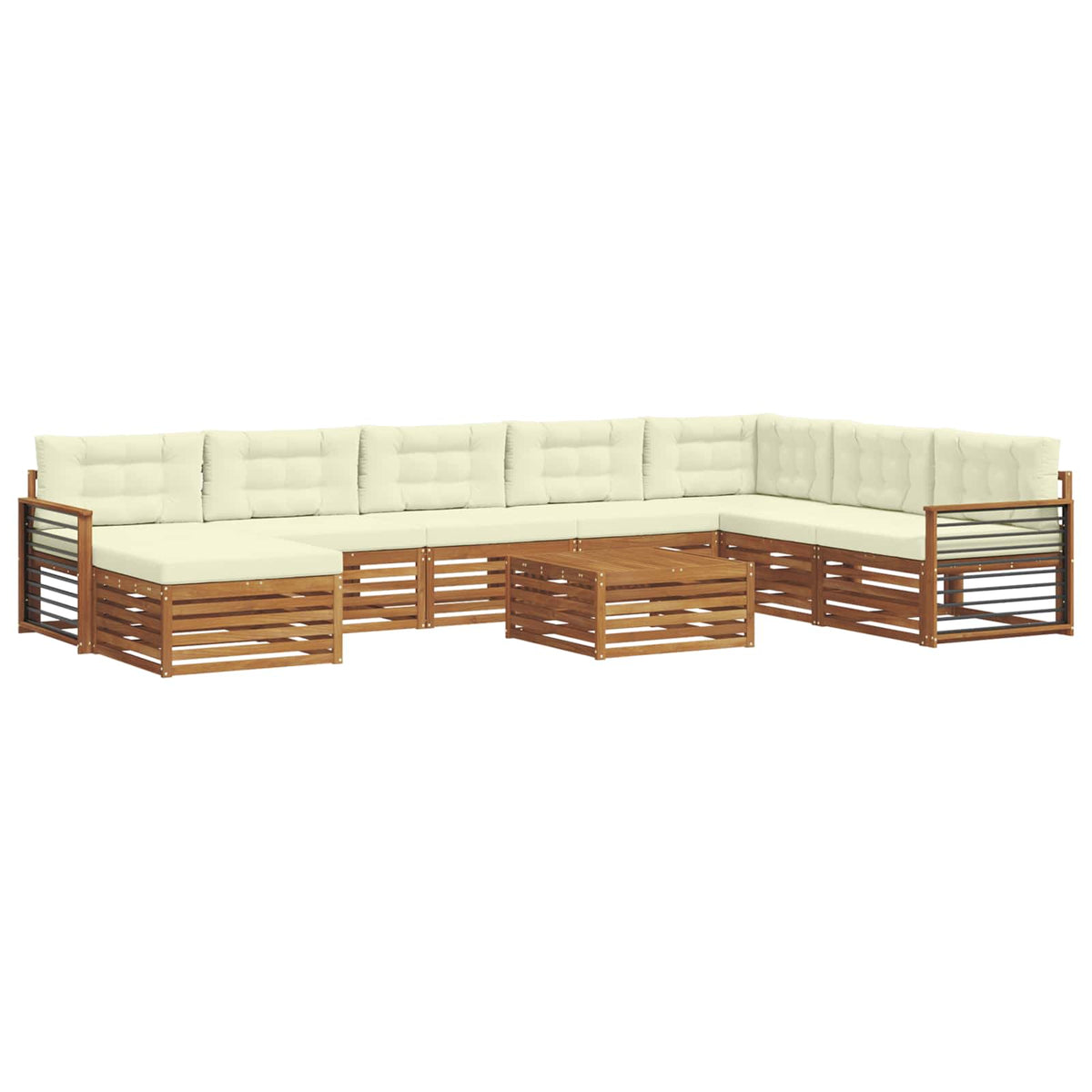 Set vanjskih sofa 9 kom. Prirodna i krem Čvrsto drvo akacije
