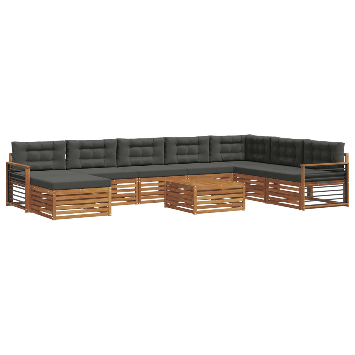 Set vanjskih sofa 9 kom. Prirodna i antracit