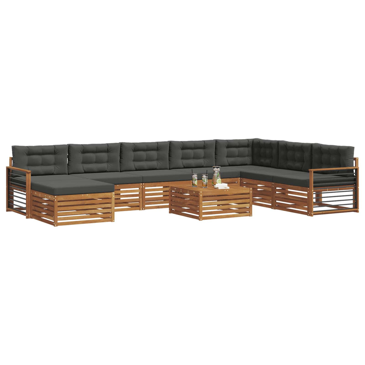 Set vanjskih sofa 9 kom. Prirodna i antracit