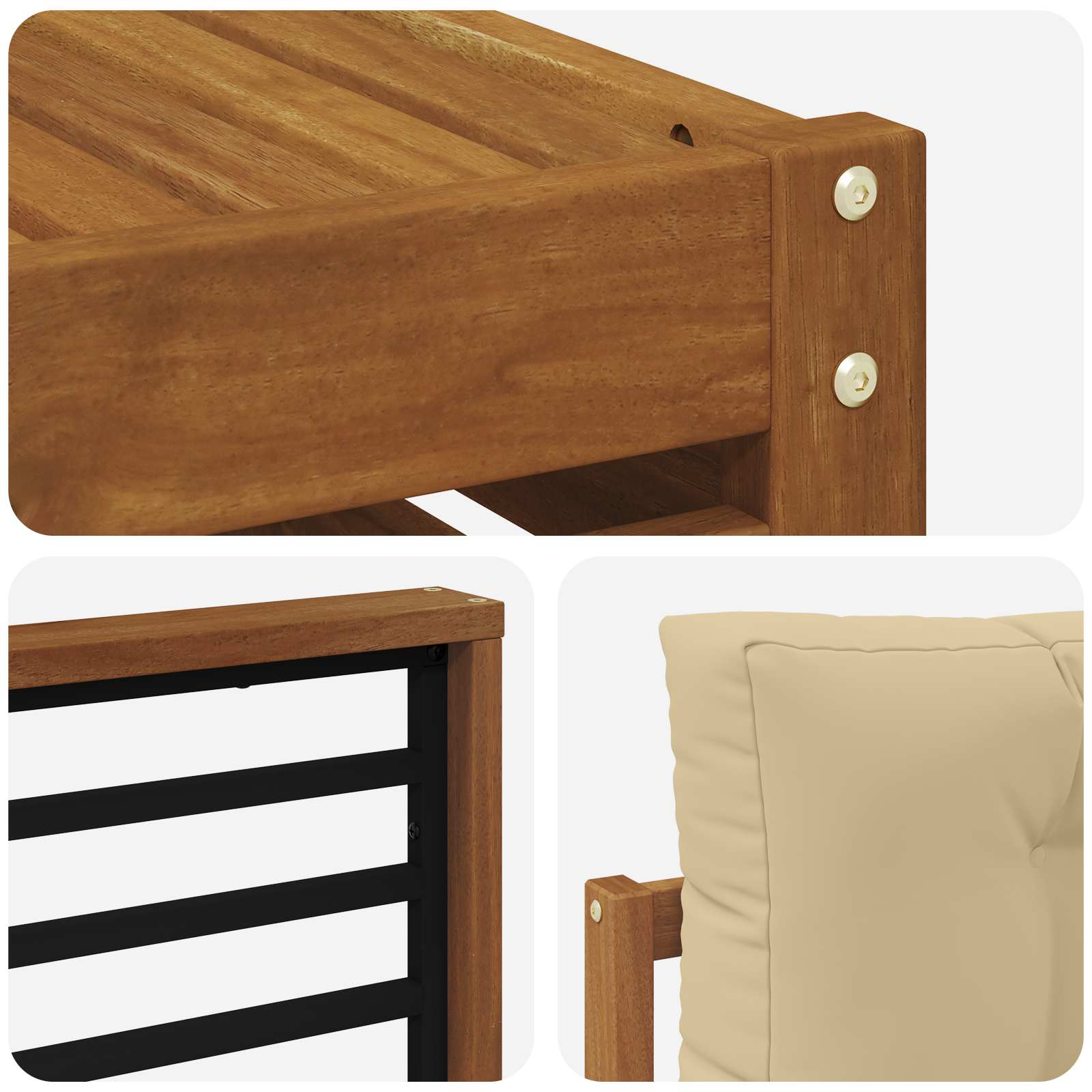 Set vanjskih sofa 9 pcs Prirodna i bež Čvrsto drvo akacije