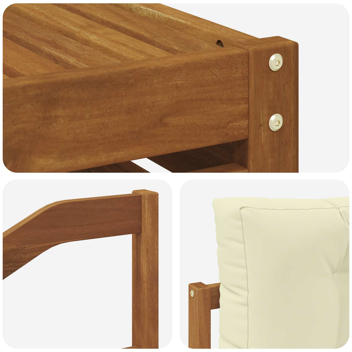 Set vanjskih sofa 9 kom. Prirodna i krem Čvrsto drvo akacije