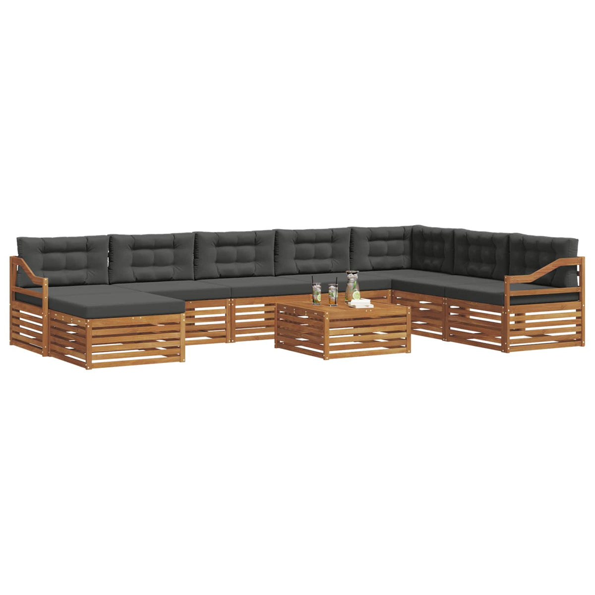 Set vanjskih sofa 9 kom. Prirodna i antracit