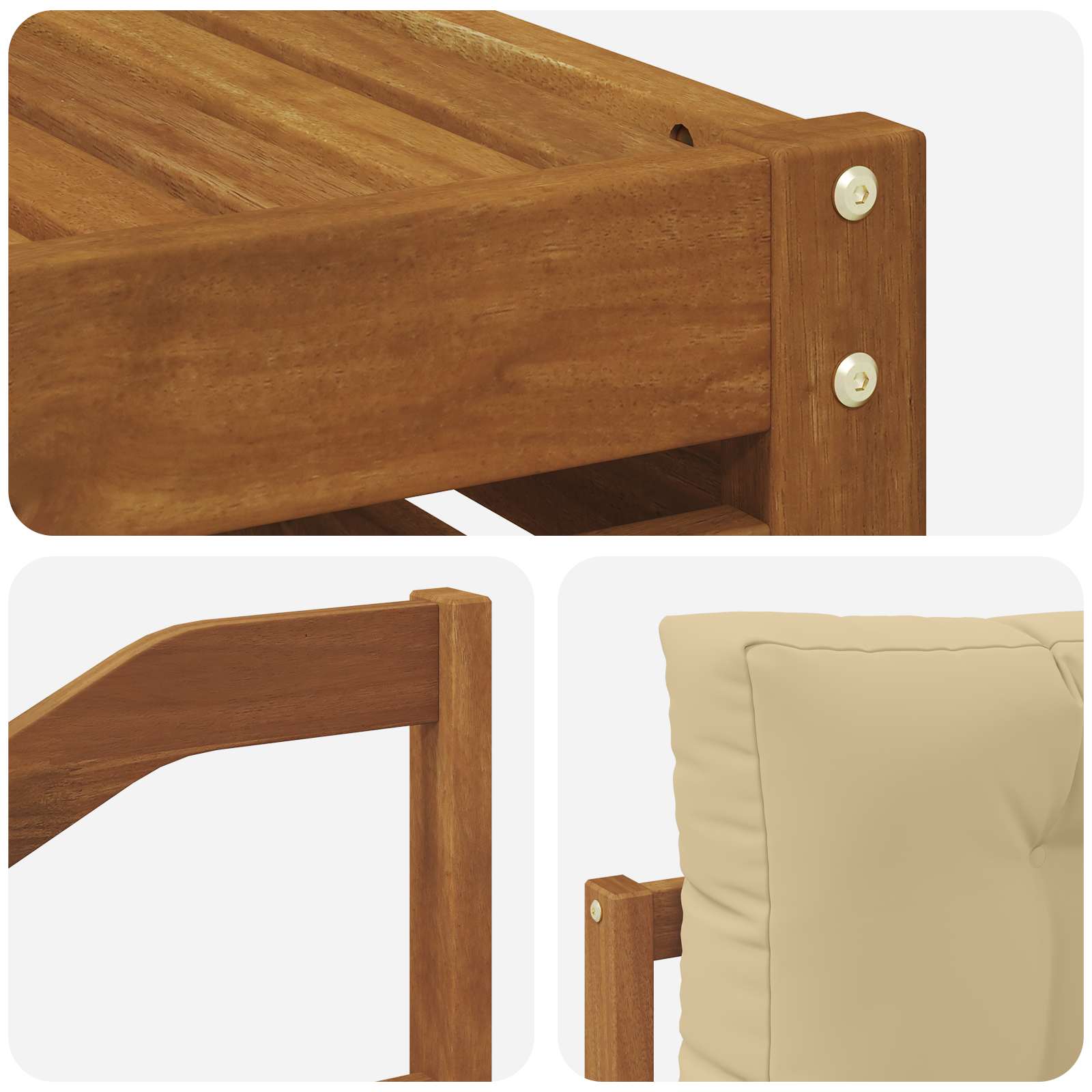 Set vanjskih sofa 9 pcs Prirodna i bež Čvrsto drvo akacije