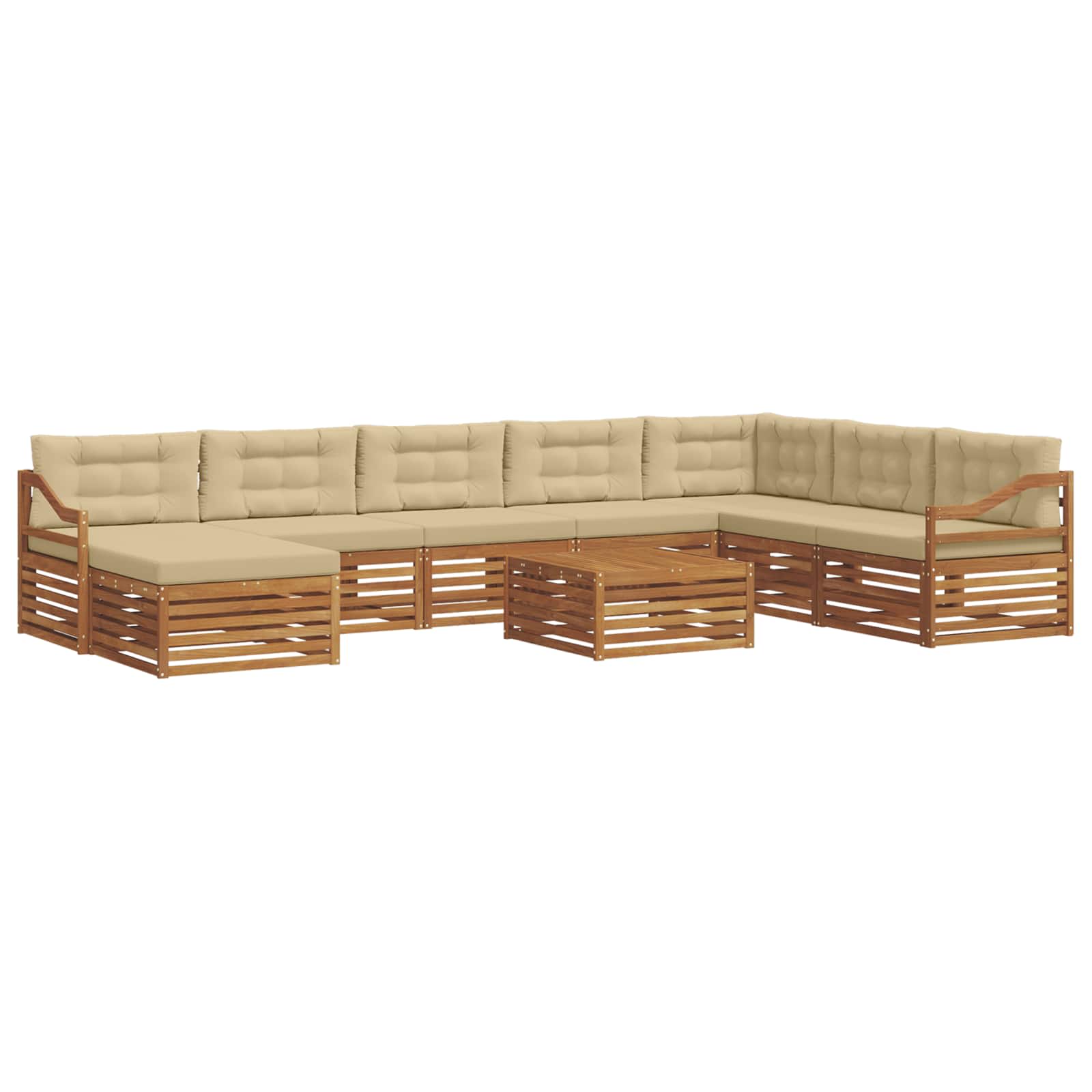 Set vanjskih sofa 9 pcs Prirodna i bež Čvrsto drvo akacije