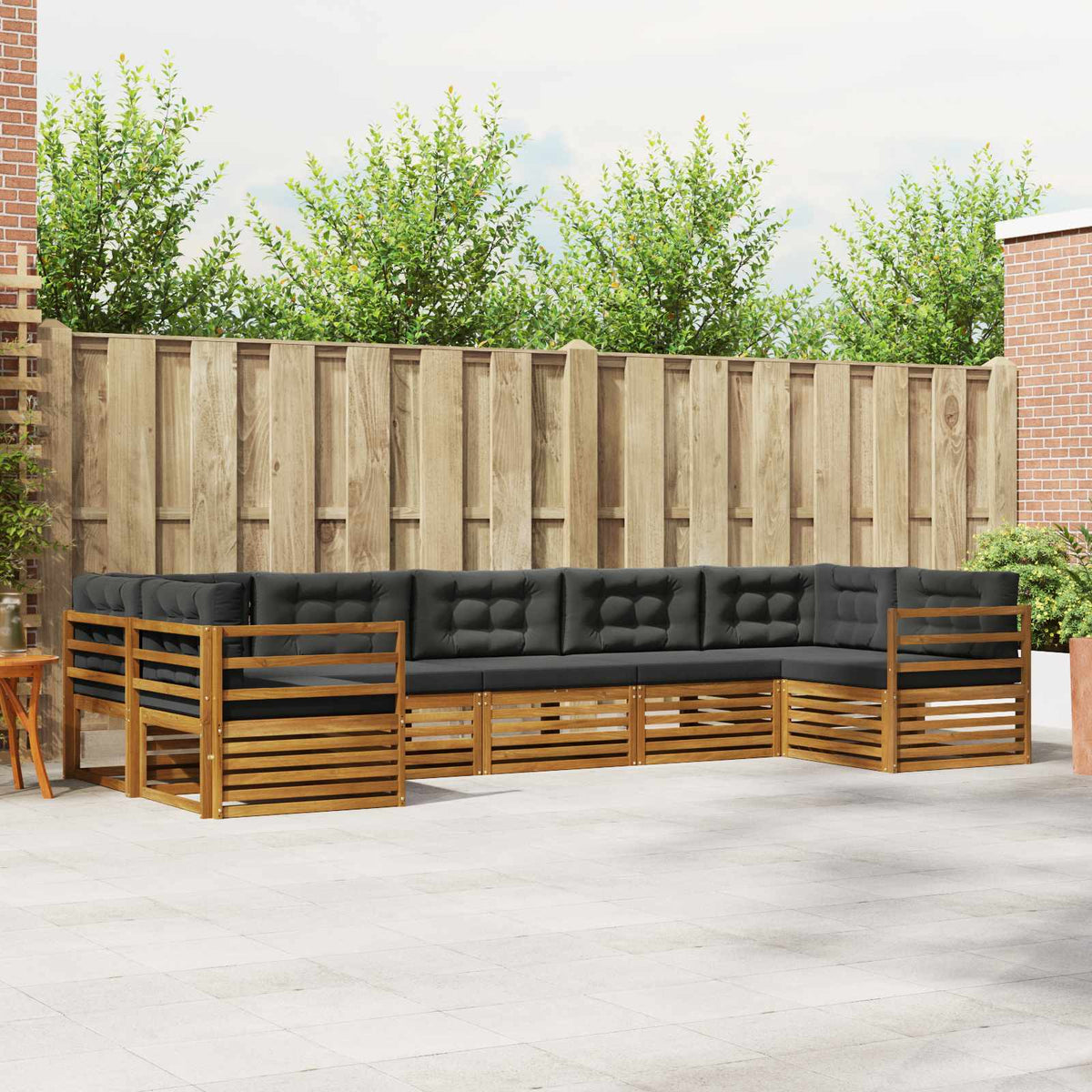 Set vanjskih sofa s jastukom 7 pcs Prirodna i antracit