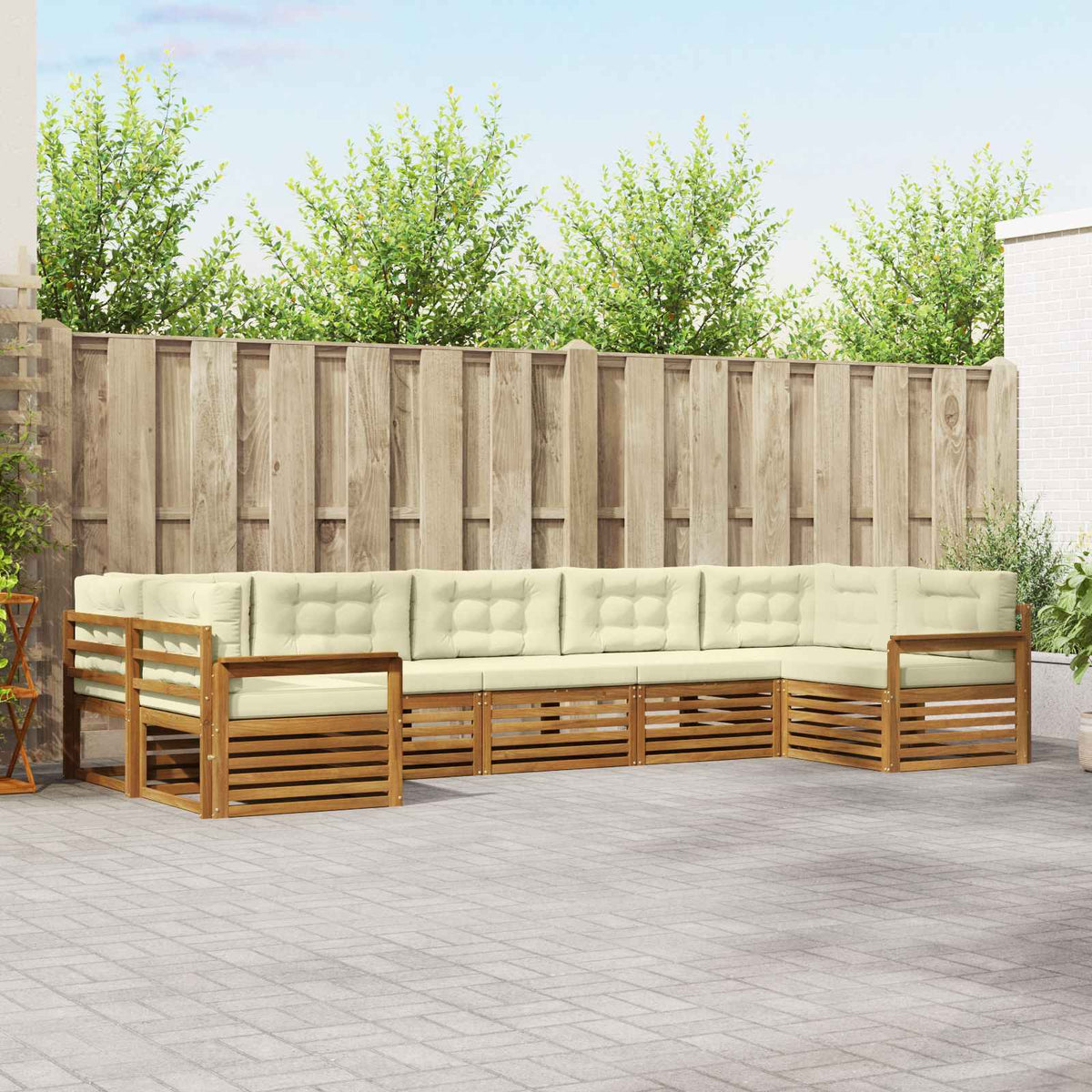 Set vanjskih sofa s jastukom 7 pcs Prirodna i krem