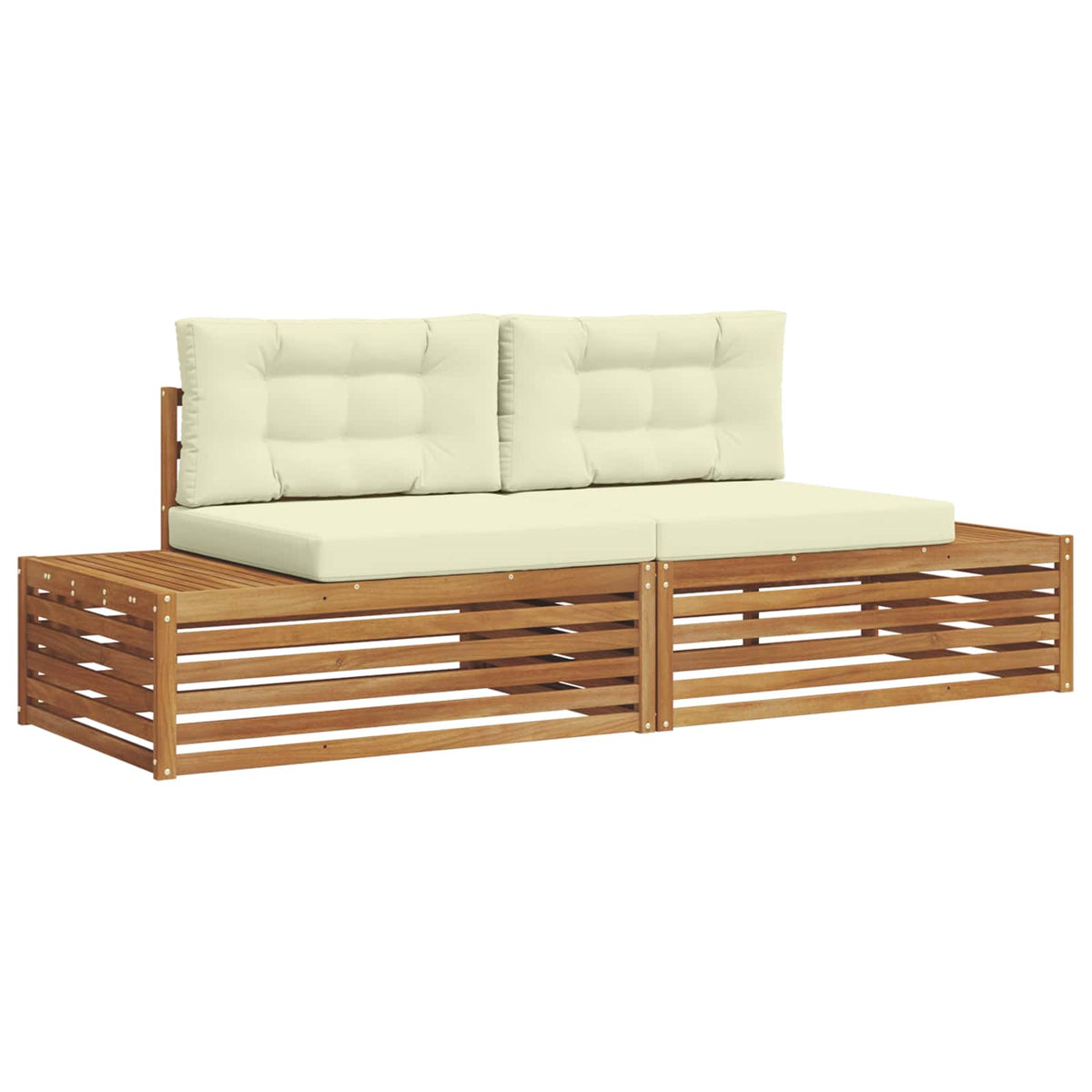 Set vanjskih sofa s jastukom Prirodna i krem 203,5 x 83 x 73 cm